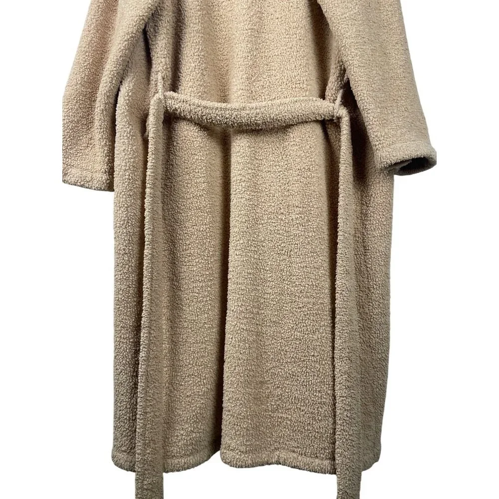 Barefoot Dreams Cozy Chic Wrap Long Robe Unisex Size 1 Tan Fluffy Soft Comfy - Picture 10 of 10